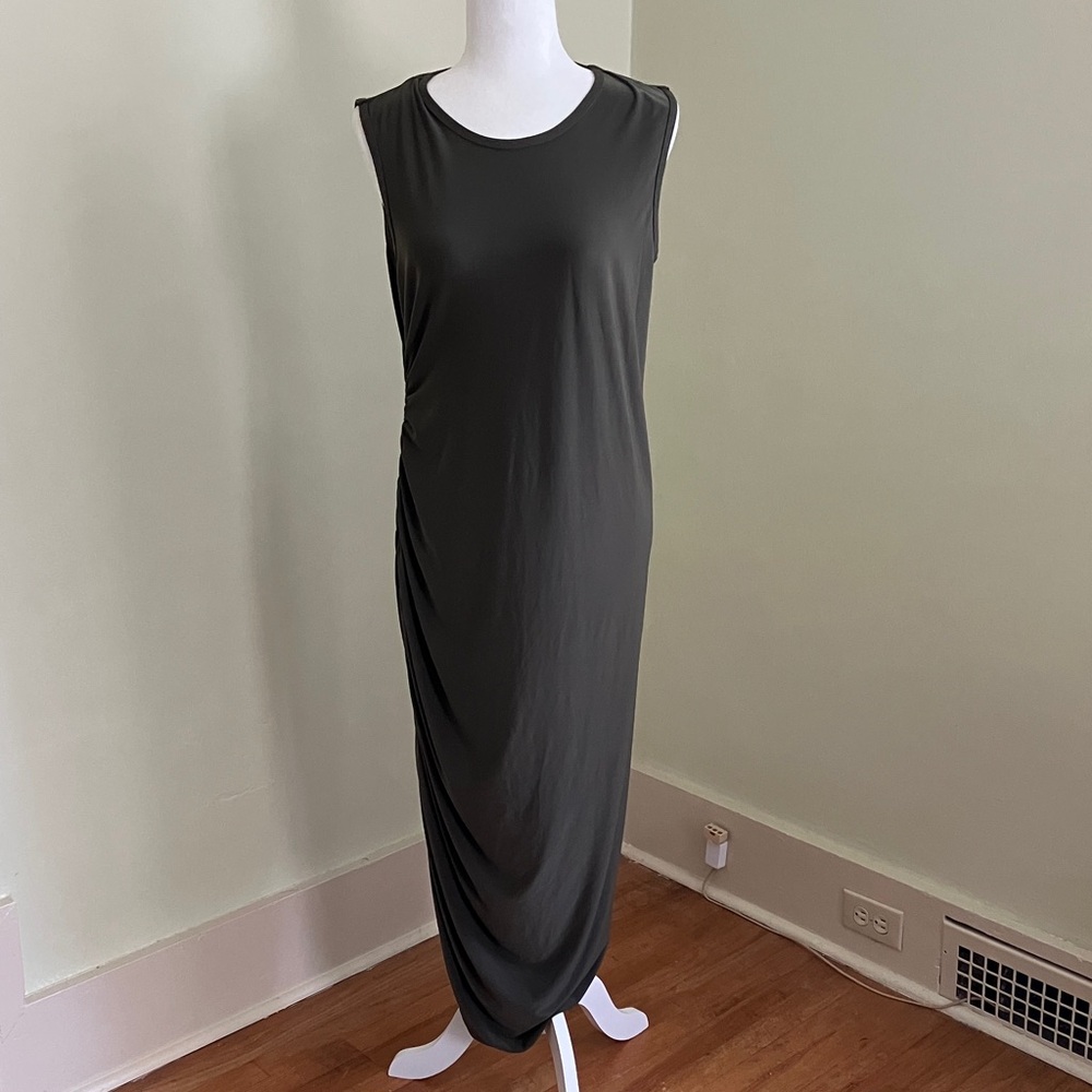 NWT American Tall Ruched Jersey Dress in Forest Night